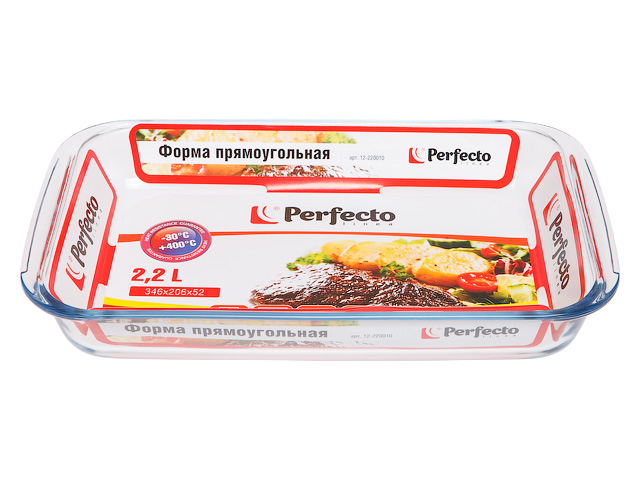 Форма из жаропр. стекла, 2.2 л, прямоуг. 346х206х52см арт.12-220010