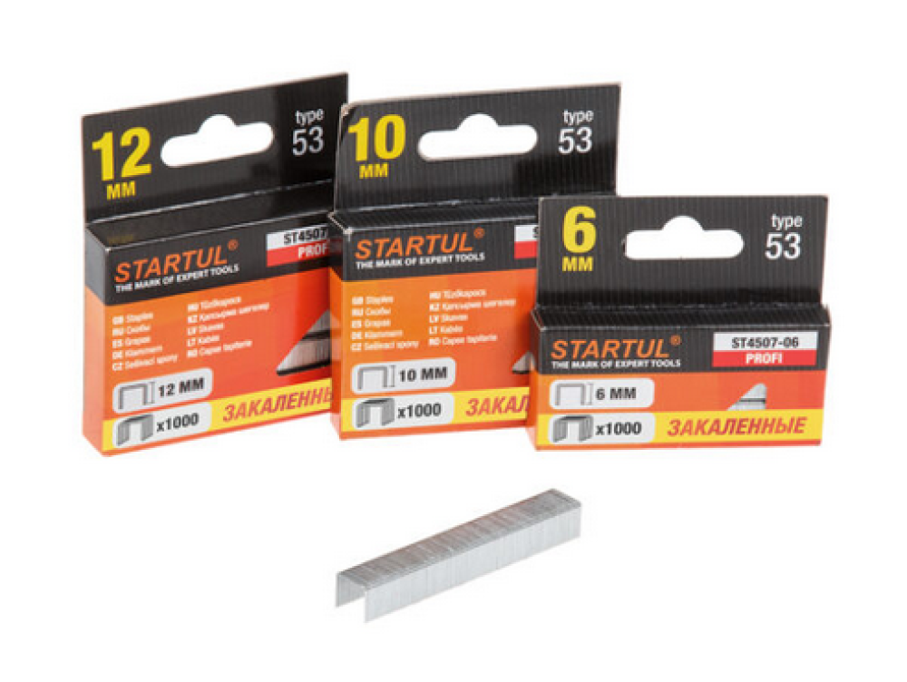 Скобы закалённ. 10мм тип 53 (1000шт) STARTUL PROFI (ST4507-10), арт.ST