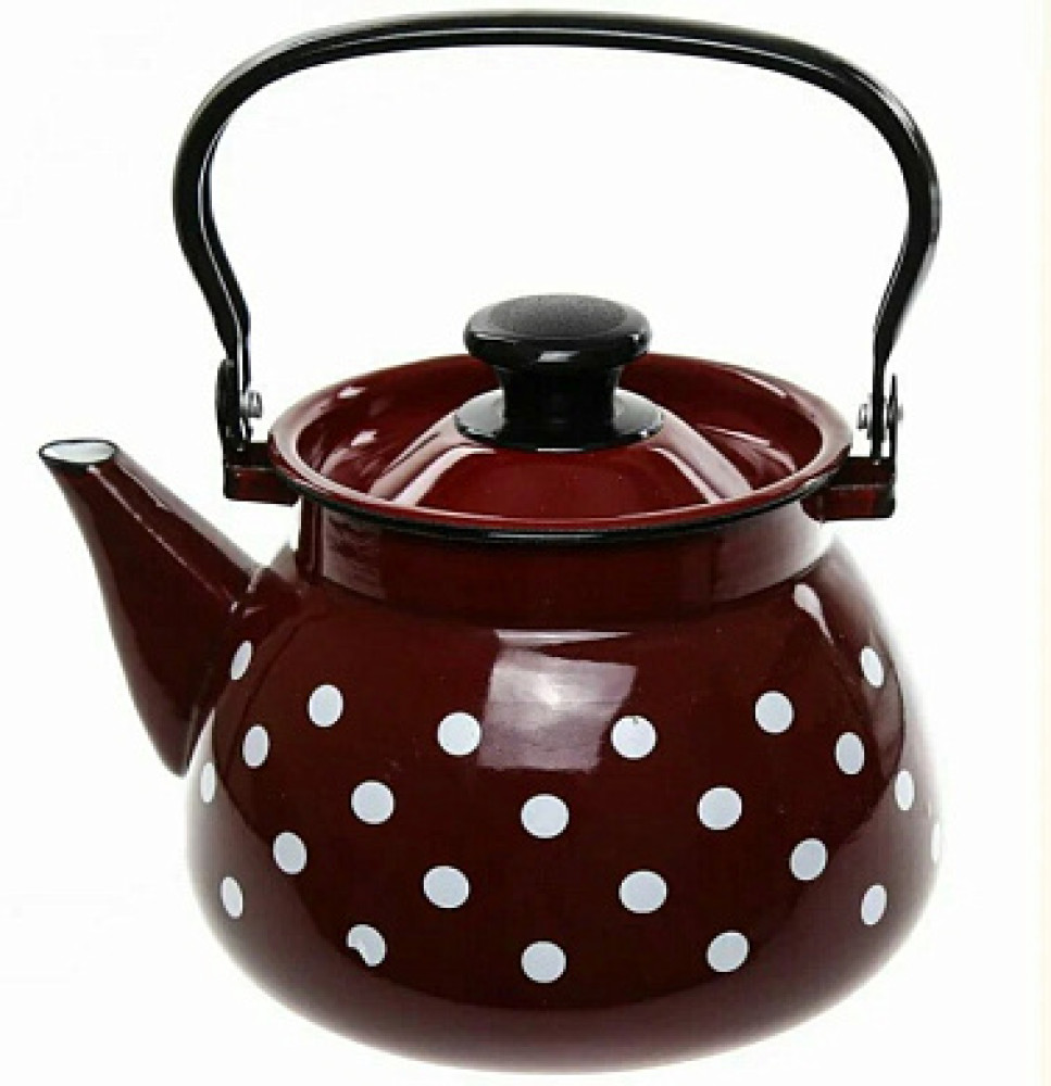 42115-123/6-У4КрМон Чайник эмал сферич. с мет.ручкой 3 л  (красная) Мо