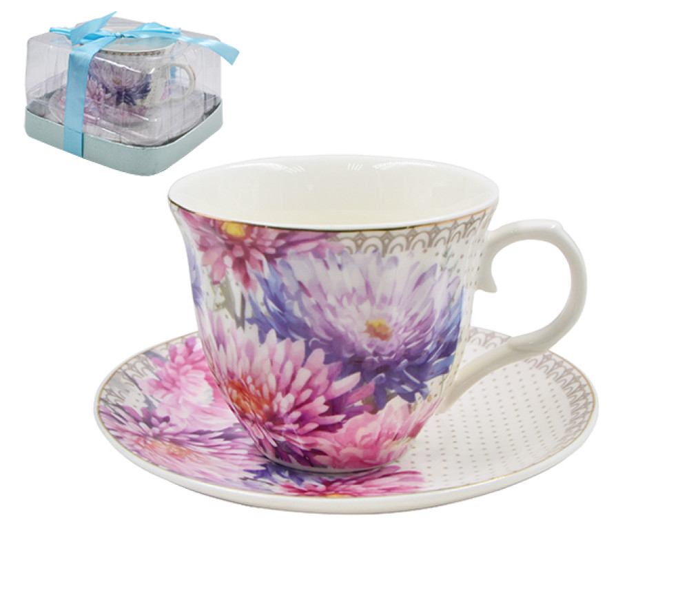 Чайная пара на подст. (4 пр.) Lavenir 220 мл, 13 см C03-443 4M фарфор