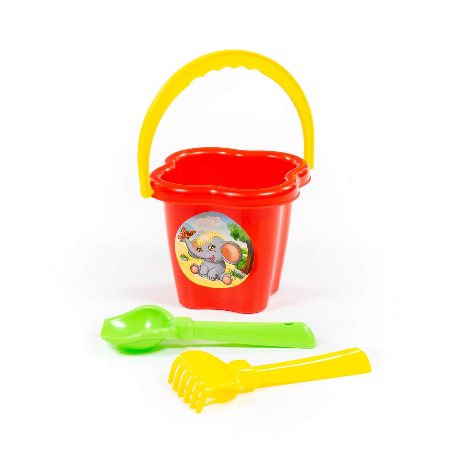 Набор №24: ведро- цветок ср, совок №2, грабельки №2 2167 - фото