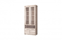 Н-р меб.JAZZ, Шкаф с витриной 2V2D1S. КАШТАН НАЙРОБИ / ОНИКС - фото