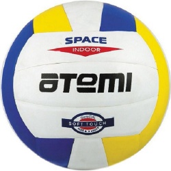 Мяч волейбольный ATEMI SPACE,синт.кожа PU Soft, бел/желт/син. - фото
