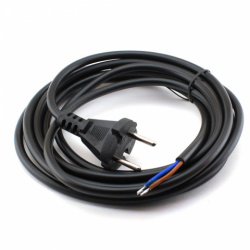 Сетевой шнур черный LUX V2 ПВС 2x0.75  3м с вилкой без з/к - фото