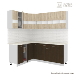 Кухня  Корнелия  ЭКСТРА угловая 1,5х2,1 (Дуб сонома/Венге, Королевский - фото