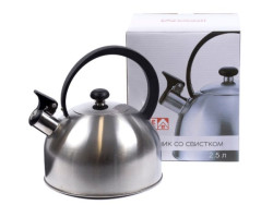 ЧАЙНИК мет.со свистком и пл.руч.2,5 л (арт. GS-04003B-2.5L) - фото