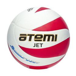 Мяч волейбольный Atemi JET, синт.кожа PU Soft, бел/красн, 12 панелей - фото