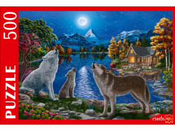 Пазлы 500 элементов. Ночные волки у озера арт. Ф500-2699 - фото
