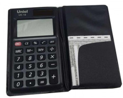 UK-19 UNIEL КАЛЬКУЛЯТОР 8 разрядов, двойн питание, 102*57*9,5 мм, черн - фото