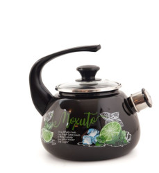 43615-103/4.02-У4ЧР СД Чайник ц/шт. со свистком 2 л  (черный) С декоро - фото
