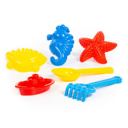 Набор №372: совок №7, грабельки №7, формочки (морской конёк + морская - фото