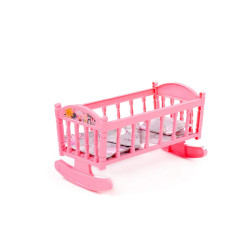 Кроватка-качалка сборная д/кукол №4 (8 элементов) (розовая) (в пакете - фото