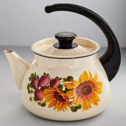 42704-122/6-У4СлСД Чайник эмал сферич. с пл.ручкой 3 л  (слоновая) С д - фото