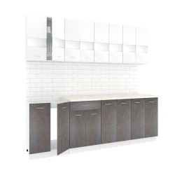 Кухня  Корнелия  ЭКСТРА 2,4 (Белый / Берёза, Мадрид) - фото