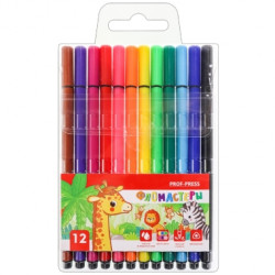 ФВ-1456 Фломастеры трехгранные 12цв. TINY ZOO, кратно 24 - фото