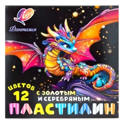 35С 2310-08 Пластилин <Фантазия> 12 цветов (клас. + золотой + серебрян - фото