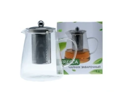 ЧАЙНИК ЗАВАР стекл с метал фильтром 1 л/16 см (арт. 311203, код 264124 - фото