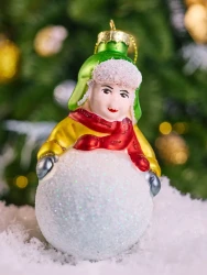 Елочный шар декорированный стеклянный 