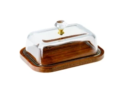 МАСЛЕНКА дерево/стекло 18,2*13,3*6 см (арт. 90101-3, код 287192) - фото