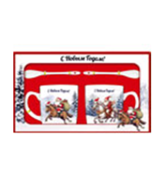 Н-р подарочный (кружка 2шт, ложка 2шт) из фарф. Арт. AT1947E - фото