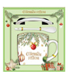 Н-р подарочный (кружка, ложка, блюдце)  из фарф. Арт. HK2201E - фото