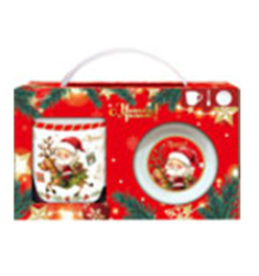 Н-р подарочный (кружка, блюдце, ложка)  из фарф. Арт. Q-26E - фото