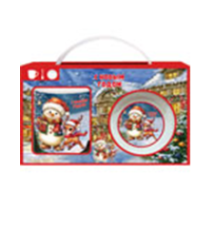 Н-р подарочный (кружка, блюдце, ложка)  из фарф. Арт. Q-31E - фото