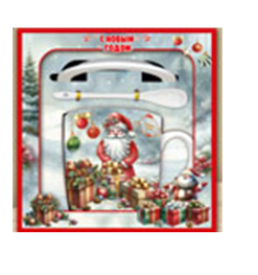 Н-р подарочный (кружка, ложка, блюдце)  из фарф. Арт. HK2335E - фото