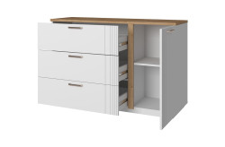 Н-р мебели д/общ комнаты MATEO, Тумба 1D3S. Цвет БЕЛЫЙ / ДУБ НАВАРРА - фото