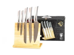 Н-Р НОЖЕЙ мет. 5 шт. на дер. подставке (арт. XJ-06B044A-6PC/HR612-1) - фото