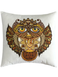 Подушка дек. FANTASY. СОВА 33x33 белый, корич. Арт. 28-246 - фото