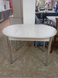 Стол раздв (овал, 25 мм, ледяное дерево, опора хром, 700х1100(1400)) а - фото
