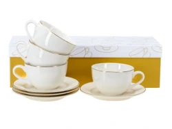 110 930 Н-Р ЧАШЕК С БЛЮДЦАМИ фарф 8 пр. 250 мл (арт. RN10003-1G/4, код - фото