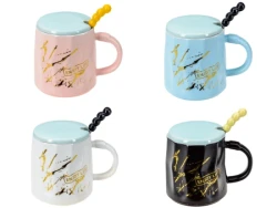 КРУЖКА кер. 400 мл с кр. и ложкой (арт. BAZQ08002) - фото