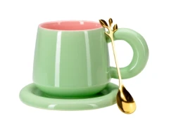 110 936 ЧАШКА С БЛЮДЦЕМ фарф 350 мл + ложка (арт. GS002, код 295265) - фото