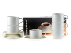 106 724 Н-Р ЧАШЕК С БЛЮДЦАМИ фарф 12 пр. 215 мл (арт. BW20-06/6C, код - фото