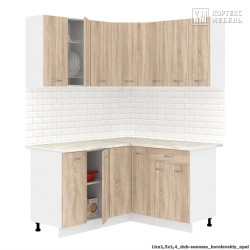 [069551] Кухня Корнелия ЛИРА угловая 1,5х1,4 (Дуб сонома, Королевский - фото