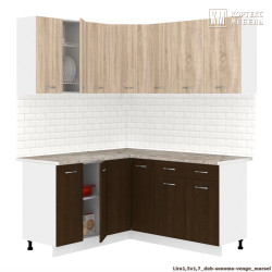 [069641] Кухня Корнелия ЛИРА угловая 1,5х1,7 (Дуб сонома / Венге, Коро - фото