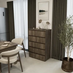[084153] Комод БАРИ  80 5ш (Орех элия / Орех элия / Орех элия) - фото