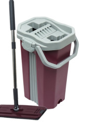 CJ-008(фиол) Ведро с отжимом со шваброй 8 л (фиолетовое) - фото