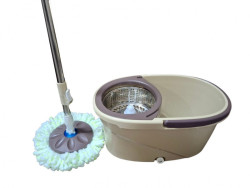 RA-5696(бежевый) Ведро с отжимом со шваброй (металл) бежевый - фото