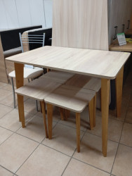 Стол с табуретами 4 шт., 1000х650, дуб сонома, арт. СВД-0058 (Обед.гр. - фото