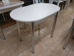 Стол (овал, ЛДСП 18 мм, бодега, опора хром, 600х1000) арт.009О.Д1.Х - фото