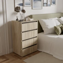 Комод БАРИ  60 4ш (Дуб сонома / Дуб сонома / Орех элия) - фото