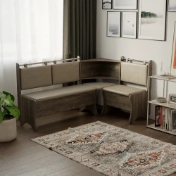 Уголок кухонный мягкий ОАЗИС-2 108х163 (Орех элия, Капучино) - фото