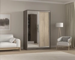 Шкаф-купе СЕНАТОР ШК10 классика (ДСП+Зеркало, Орех элия / Дуб сонома) - фото