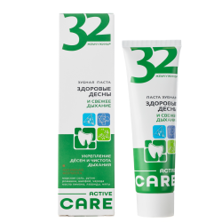 Паста зубная 32 ЖЕМЧ. ACTIVE CARE Здор.дёсны и свежее дыхание,100г - фото