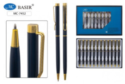 МС-7452 Ручка металл: с поворот.мех., черный корпус, клип и наконечник - фото